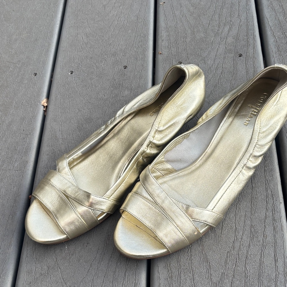 Cole Haan Nike Air Amari Gold Kitten Heel Wedge